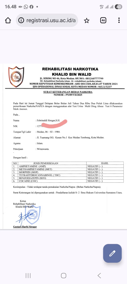 Ruang tes urine yang bersih dan nyaman